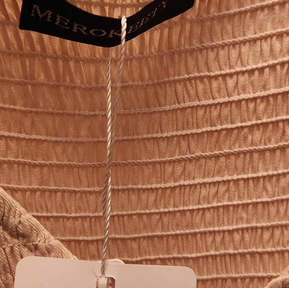 Women's V Neck Ruffle Sleeve Smocked Midi Dress L Boho Cottagecore Modest Flowy - Picture 7 of 8